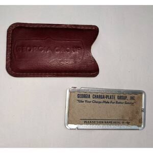 Vintage Georgia Miniature License Charge Plate Old Credit Card Leather